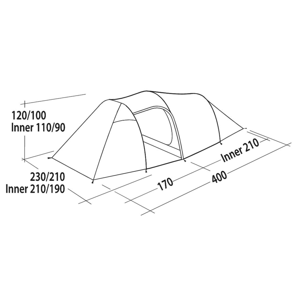 Easy Camp Тунелна палатка "Magnetar 400" 4-местна рустик зелена