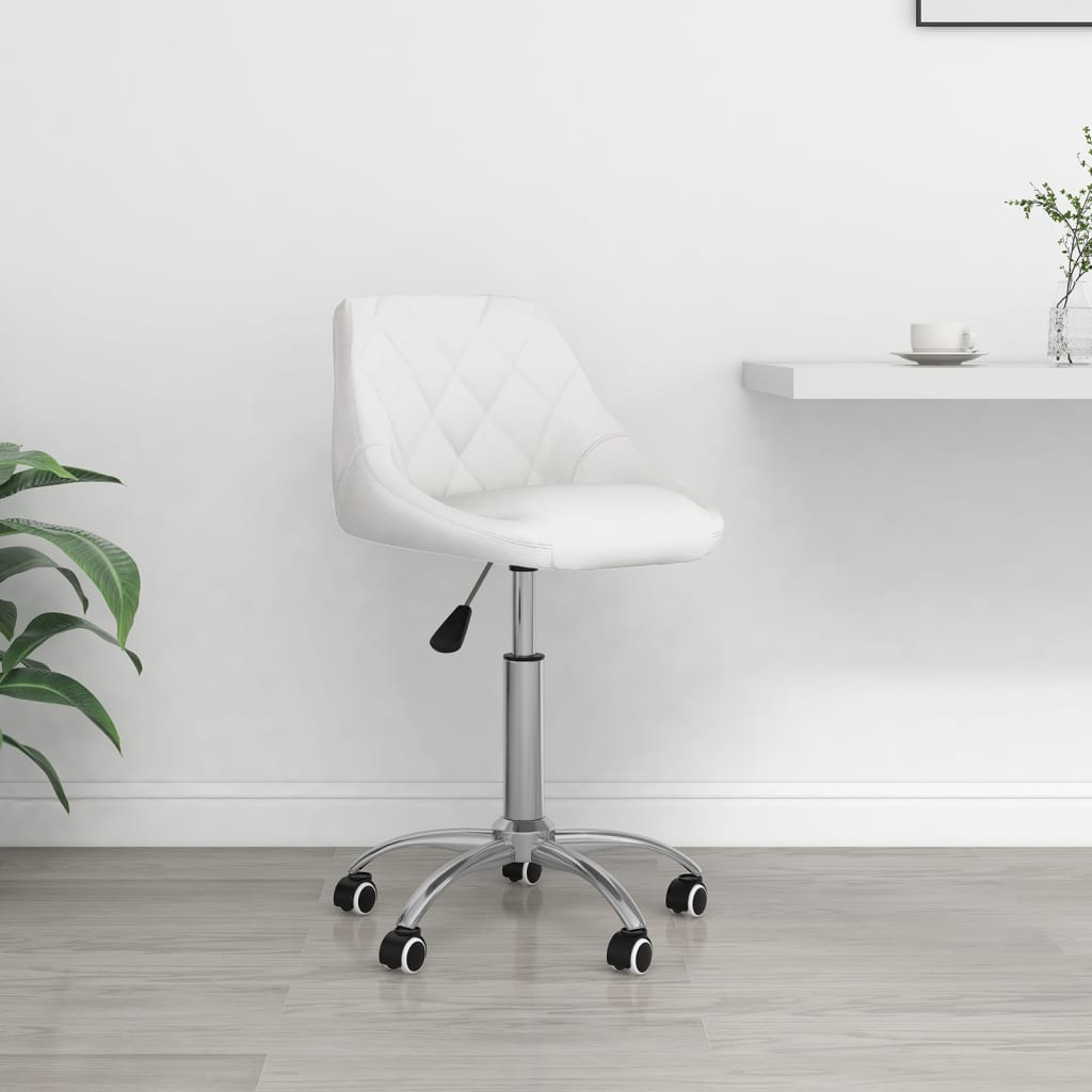vidaXL Въртящ се офис стол, бял, изкуствена кожа