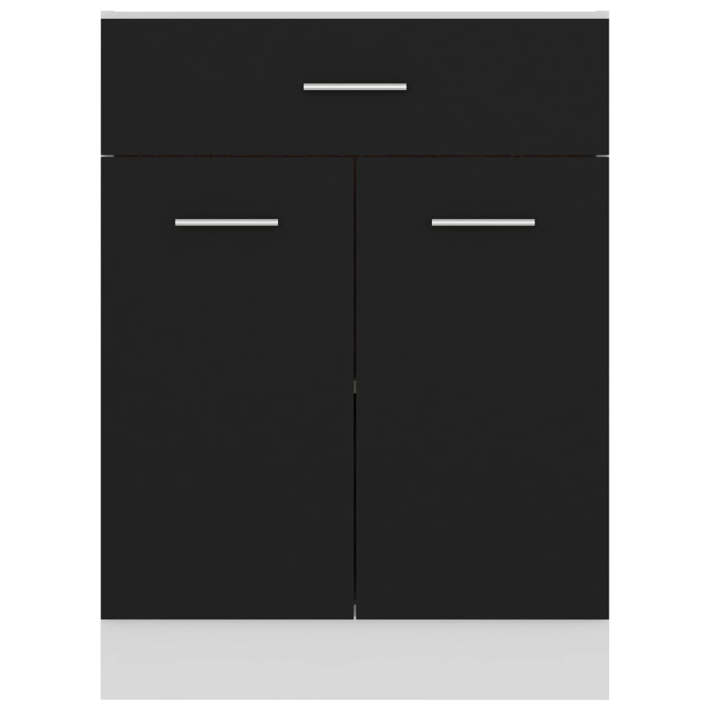 vidaXL Долен шкаф с чекмедже, черен, 60x46x81,5 см, ПДЧ