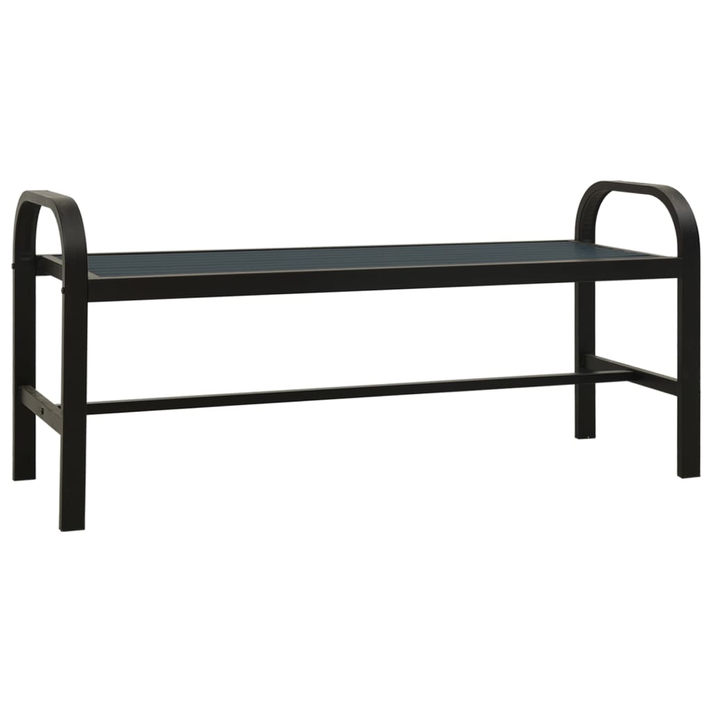 vidaXL Градинска пейка, 124,5 см, стомана и WPC, черна