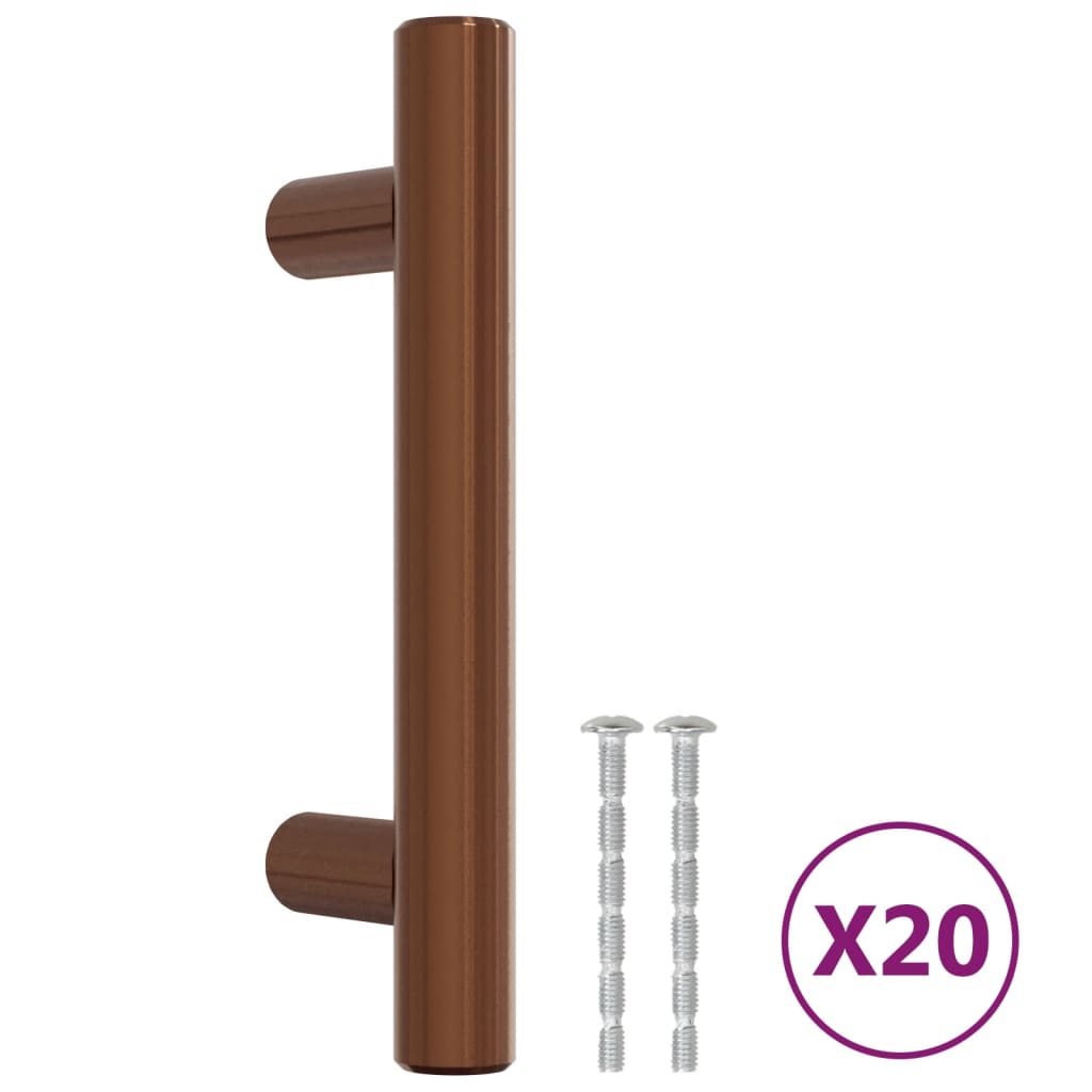 vidaXL Дръжки за шкафове, 20 бр, бронз, 64 мм, неръждаема стомана