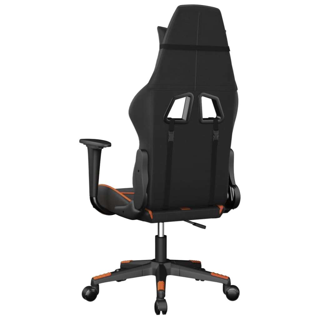 vidaXL Масажен гейминг стол, черно и оранжево, изкуствена кожа