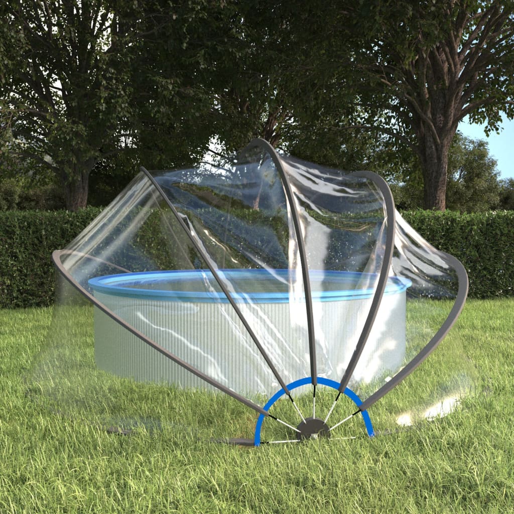 vidaXL Купол за басейн, кръгъл, 406x203 см, PVC