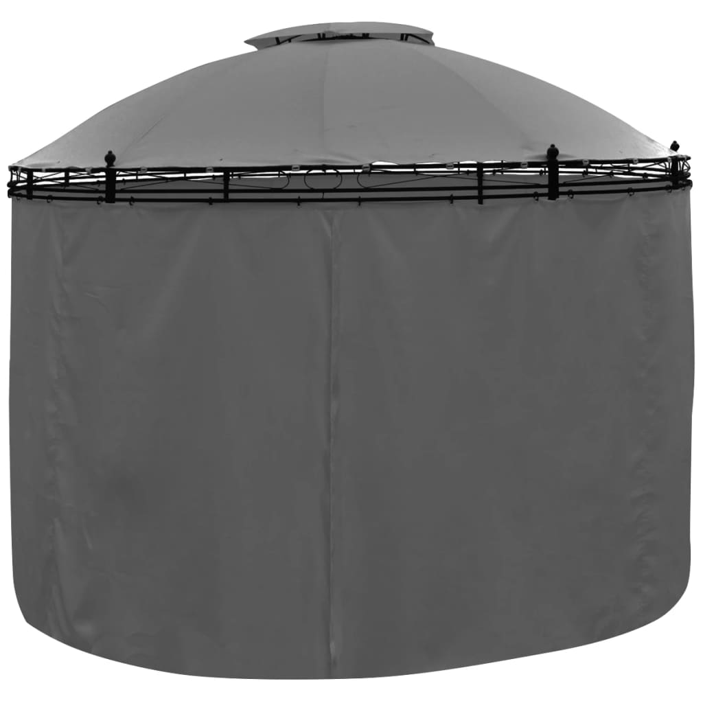 vidaXL Градинска шатра със завеси кръгла 3,5х2,7 м антрацит