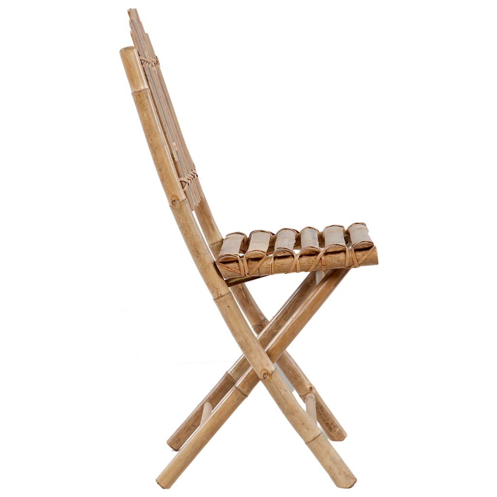 vidaXL Сгъваеми градински столове, 2 бр, с възглавници, бамбук