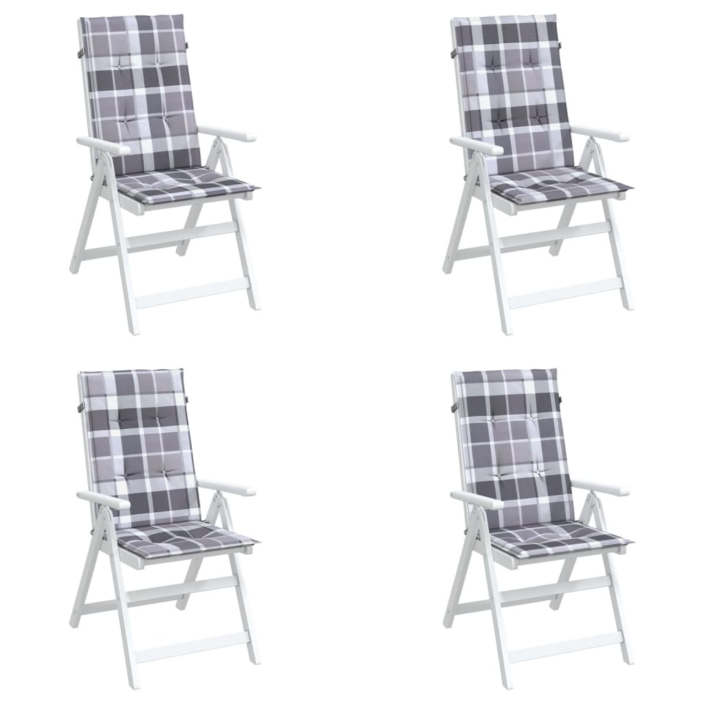 vidaXL Възглавници за столове 4 бр сиво каре 120x50x3 см плат