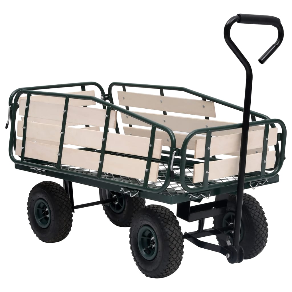 vidaXL Градинска ръчна количка, метал и дърво, 250 кг