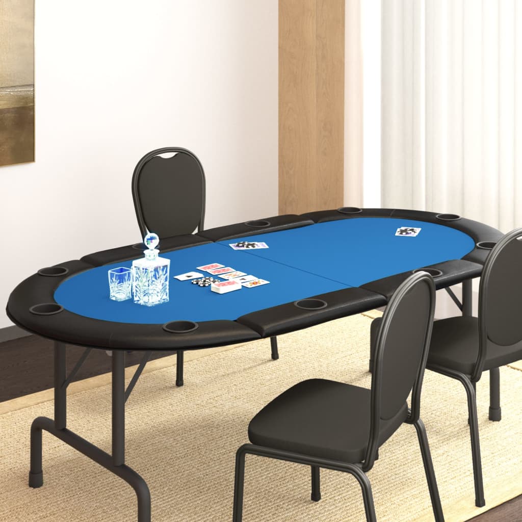 vidaXL Сгъваем плот за покер за 10 играча, син, 208x106x3 см
