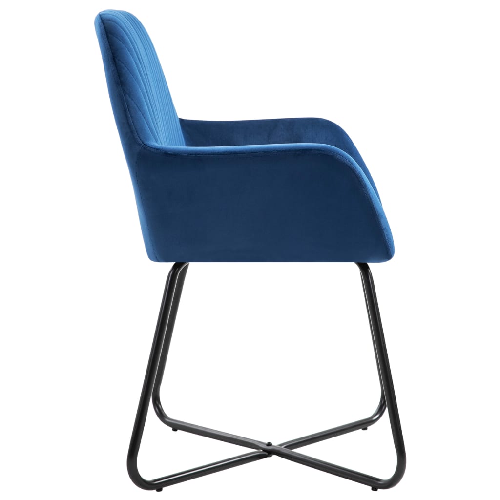 vidaXL Трапезни столове, 2 бр, сини, кадифе