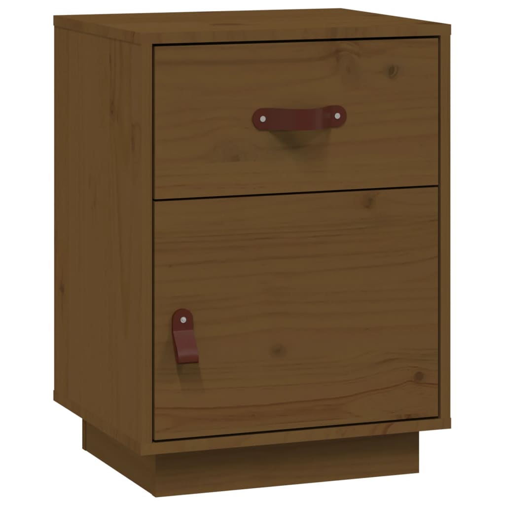 vidaXL Нощно шкафче, меденокафяво, 40x34x55 см, борово дърво масив
