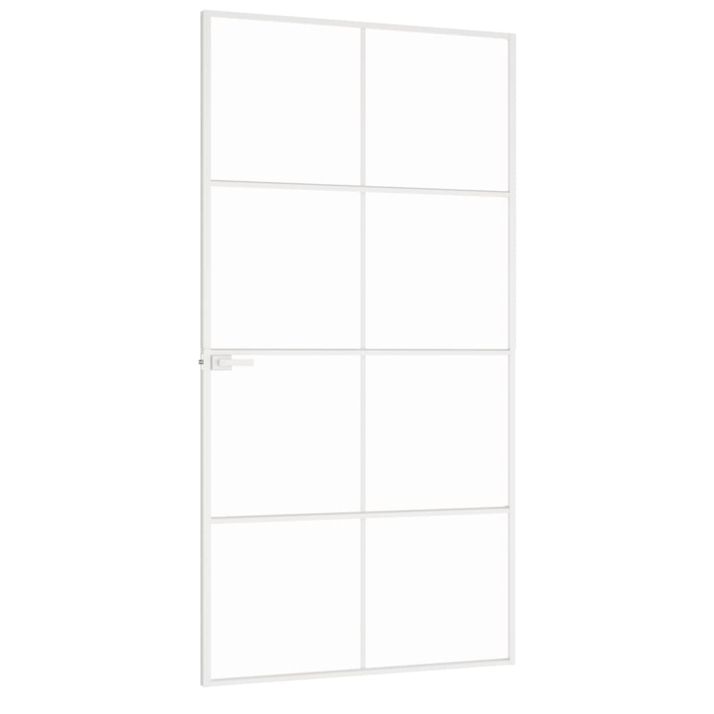 vidaXL Интериорна врата бяла 102x201,5 см закалено стъкло и алуминий