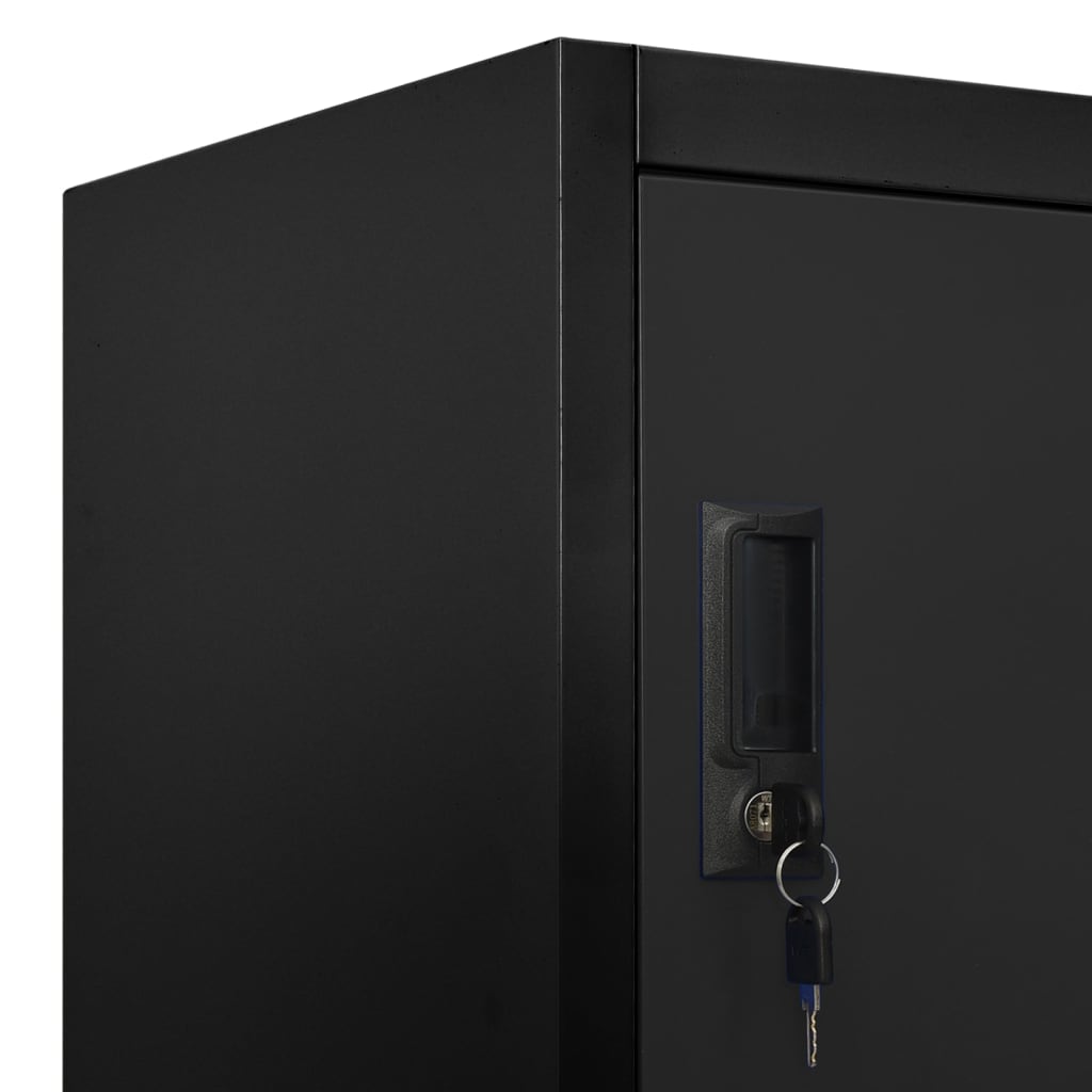 vidaXL Заключващ се шкаф, черен, 90x45x180 см, стомана