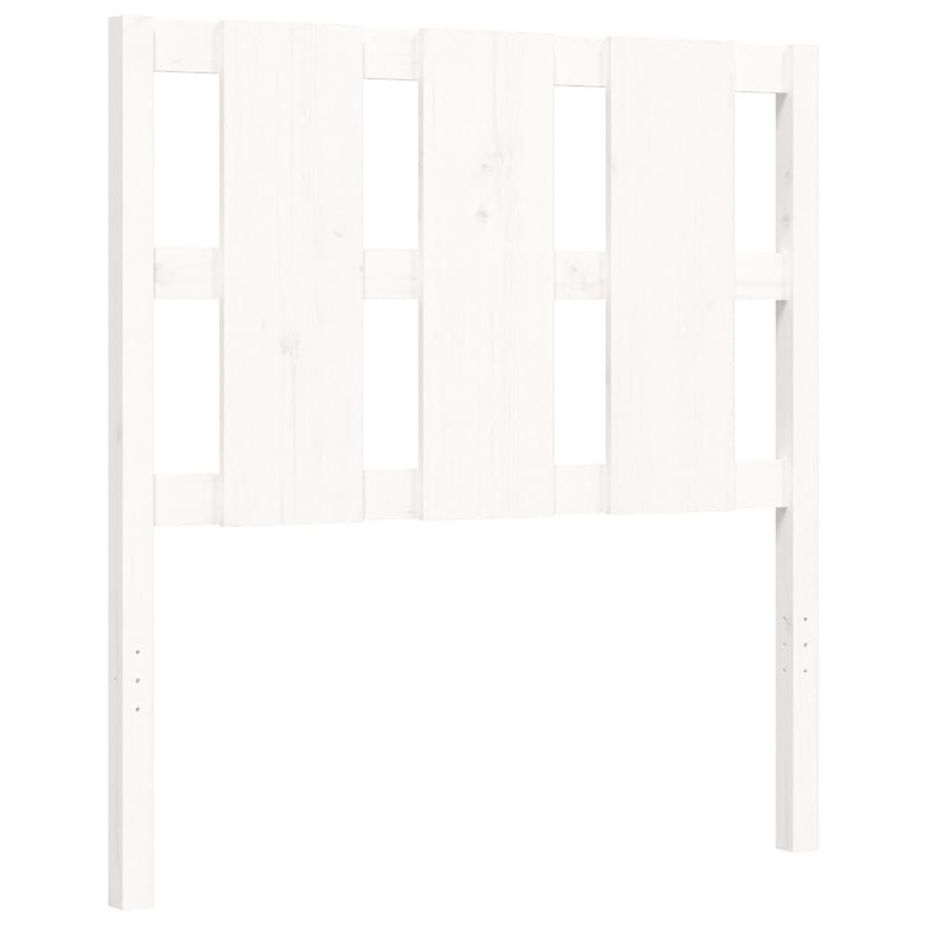 vidaXL Рамка за легло с табла бяла Small Single дърво масив