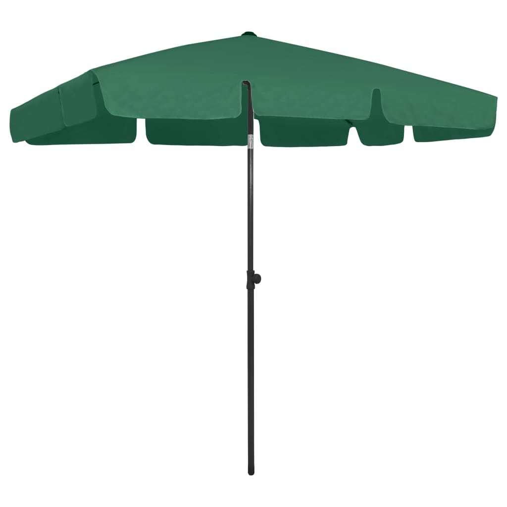 vidaXL Плажен чадър зелен 200x125 см
