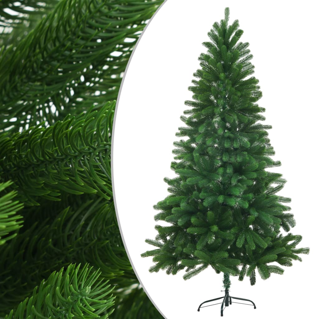 vidaXL Изкуствена осветена коледна елха с топки 150 см зелена