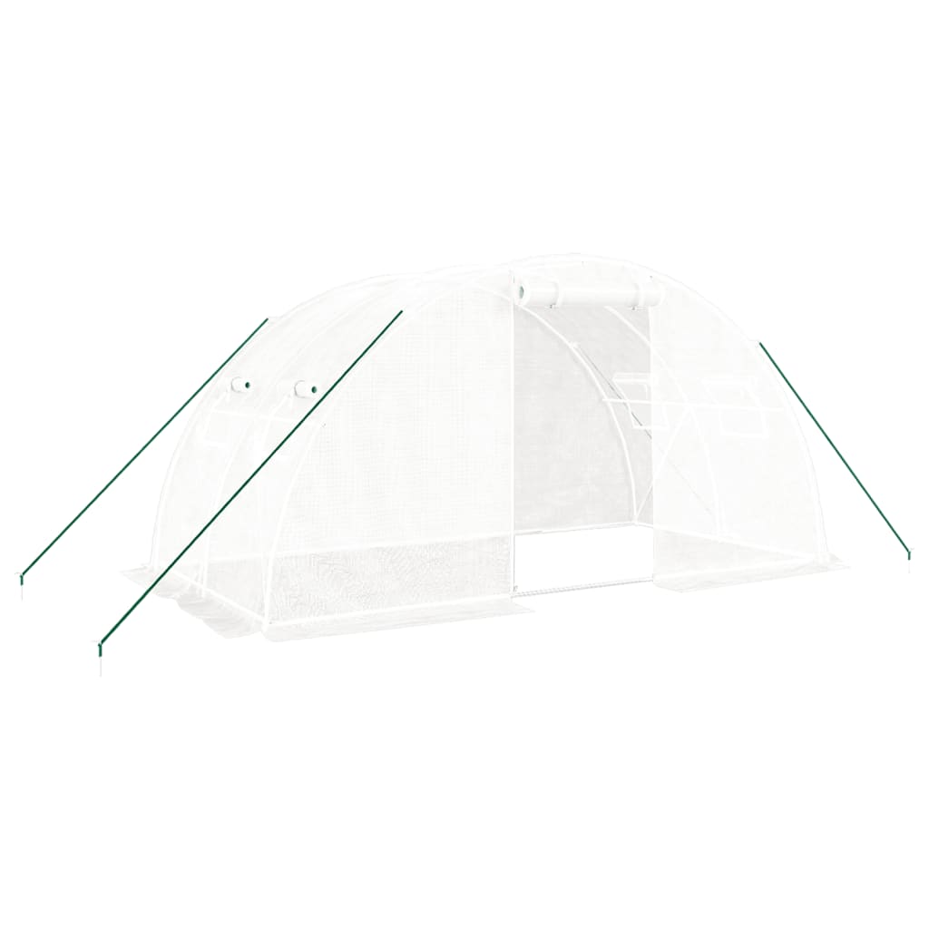 vidaXL Оранжерия със стоманена рамка бяла 8 м² 4x2x2 м
