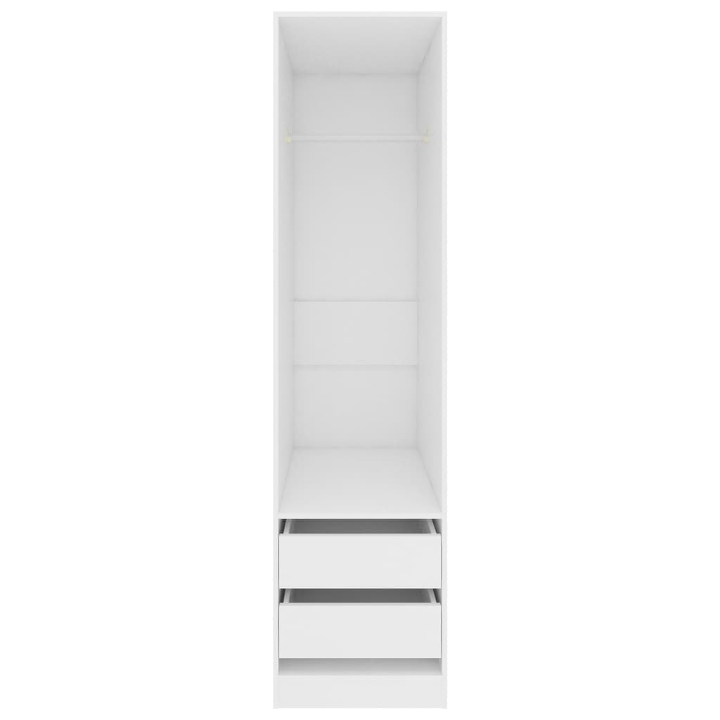 vidaXL Гардероб с чекмеджета, бял, 50x50x200 см, ПДЧ