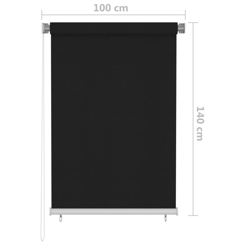 vidaXL Външна ролетна щора, 100x140 см, черна