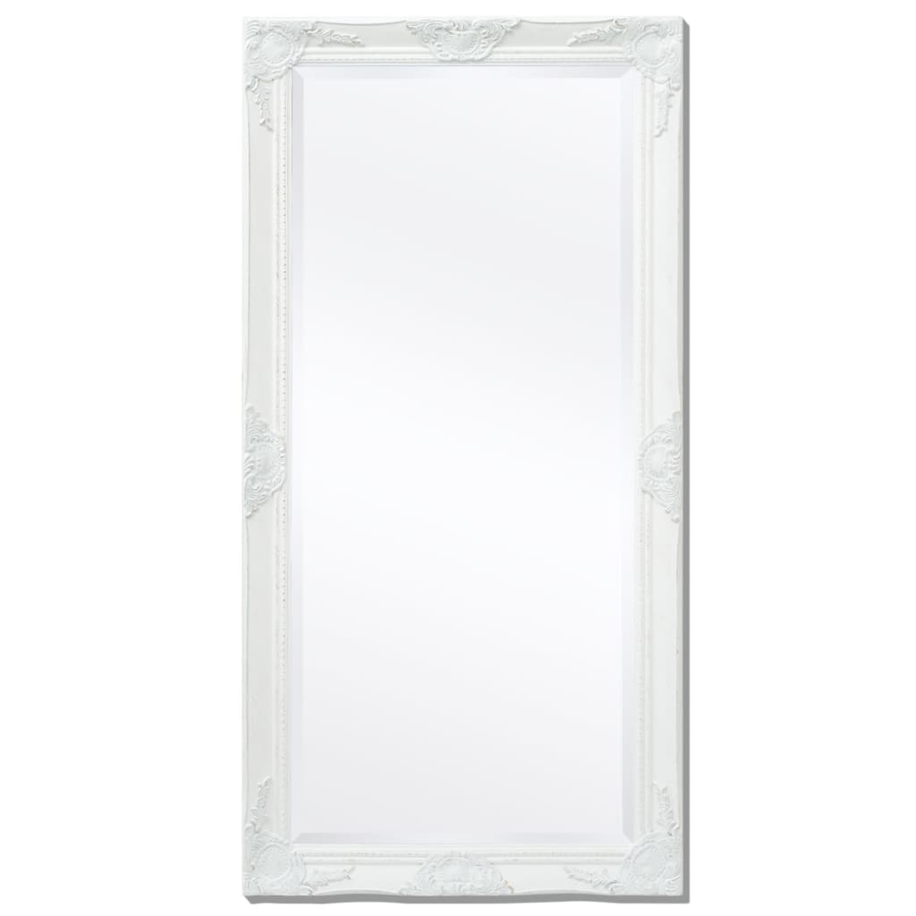 vidaXL Стенно огледало, бароков стил, 120x60 см, бяло
