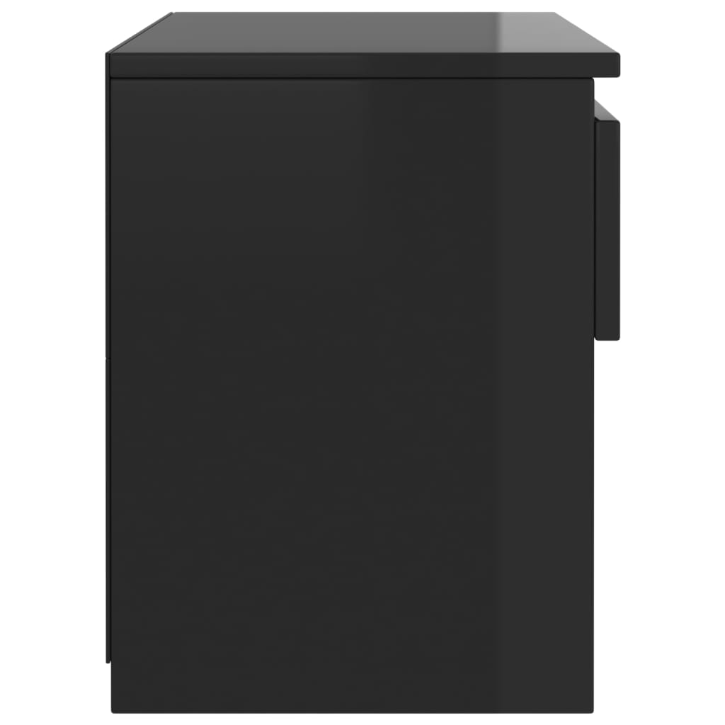 vidaXL Нощно шкафче, черен гланц, 40x30x39 см, ПДЧ