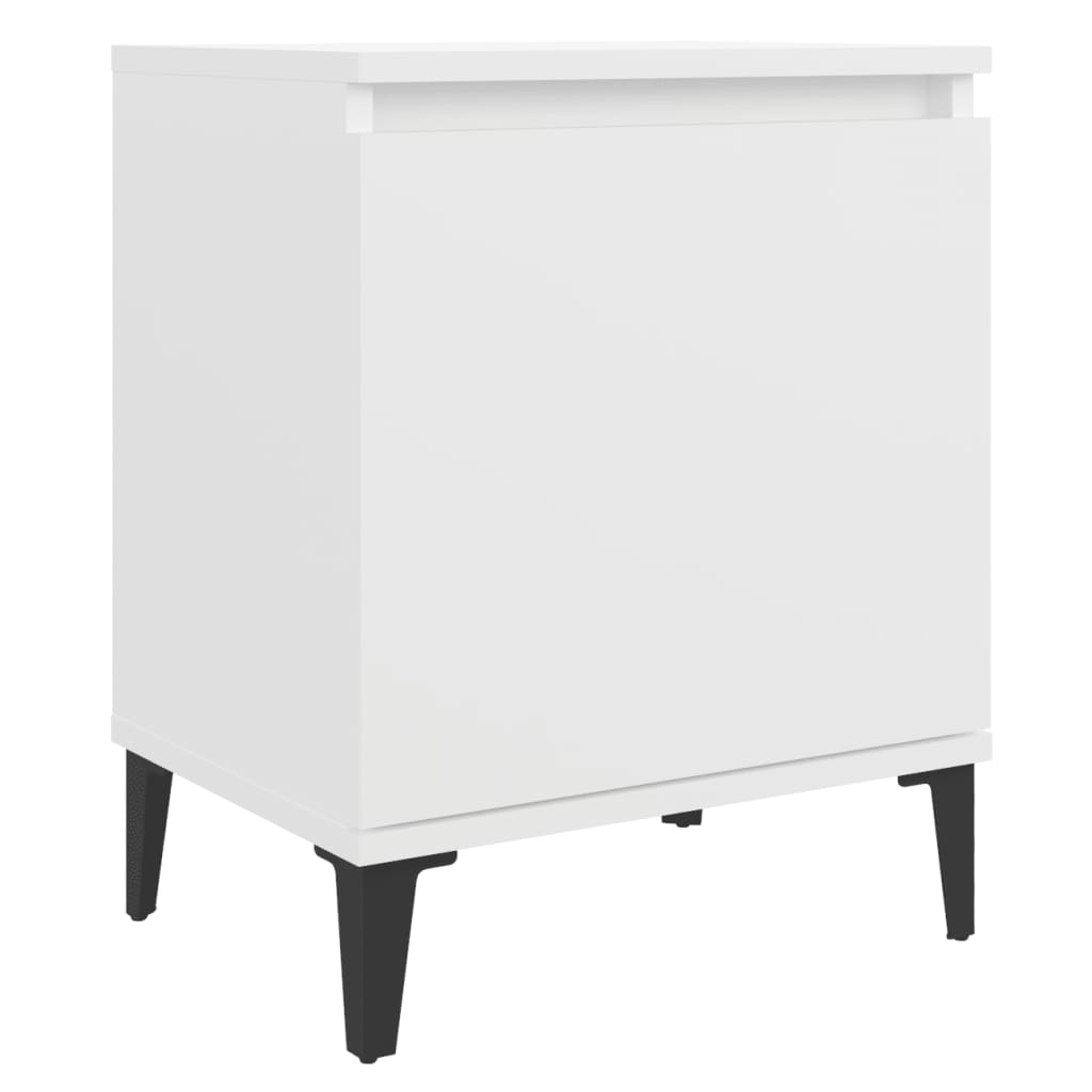 vidaXL Нощно шкафче с метални крака, бяло, 40x30x50 см