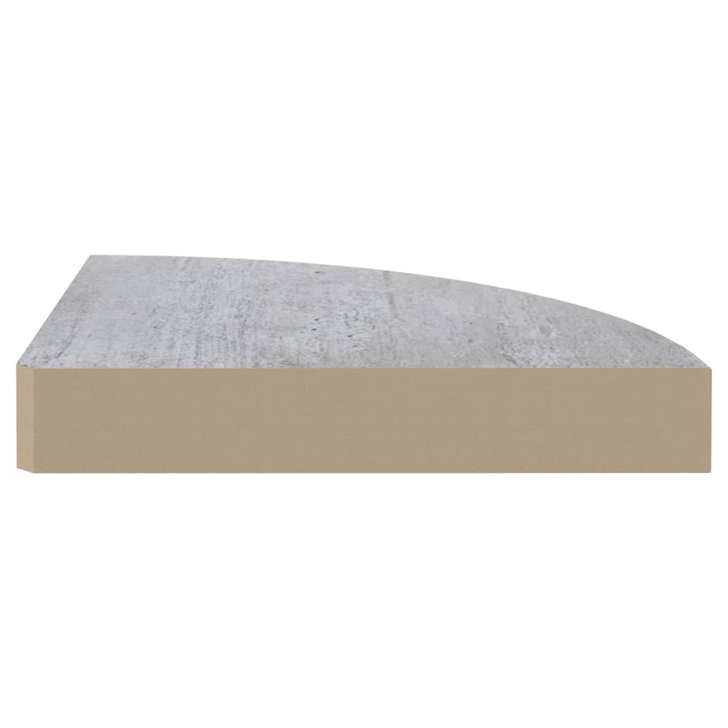 vidaXL Стенни ъглови рафтове, 2 бр, бетонно сиво, 25x25x3,8 см, МДФ