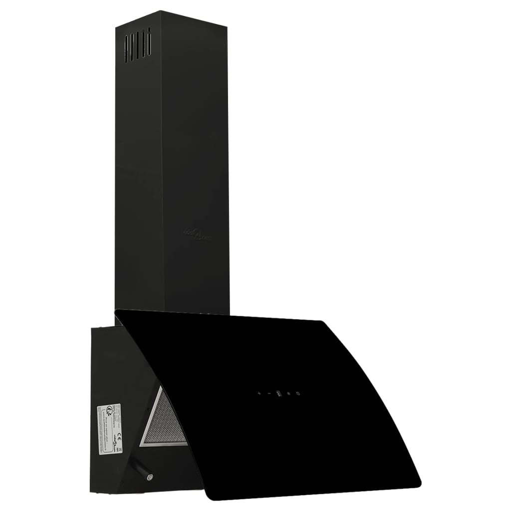 vidaXL Стенен абсорбатор, 60 см, стомана и закалено стъкло, черен