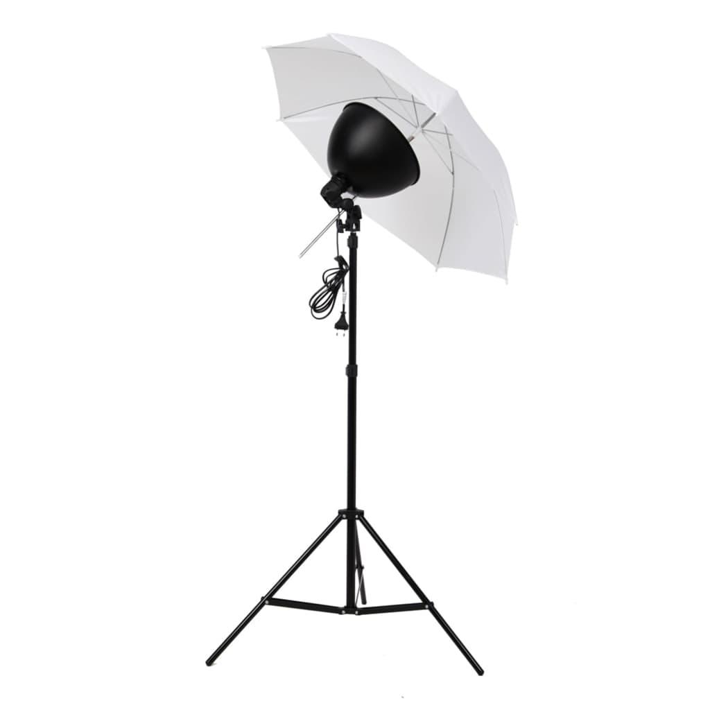 vidaXL Комплект за студийно осветление: чадъри, лампи и стативи