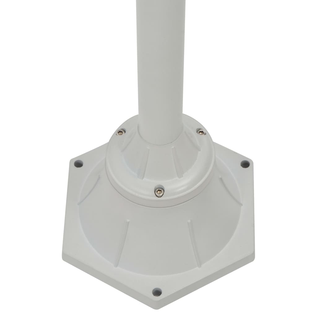 vidaXL Градински стълб, E27, 220 см, алуминий, 2 фенера, бял