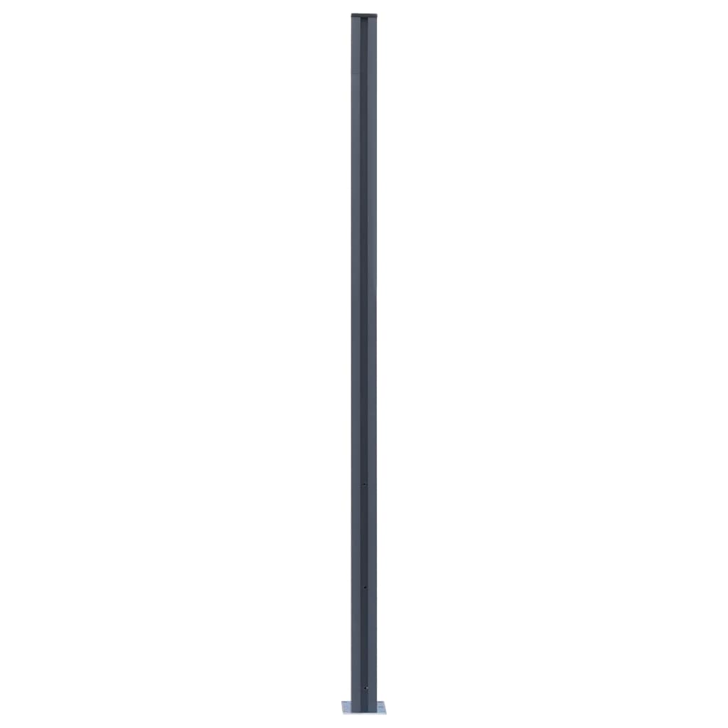 vidaXL Оградни колове, 3 бр, тъмносиви, 185 см, алуминий