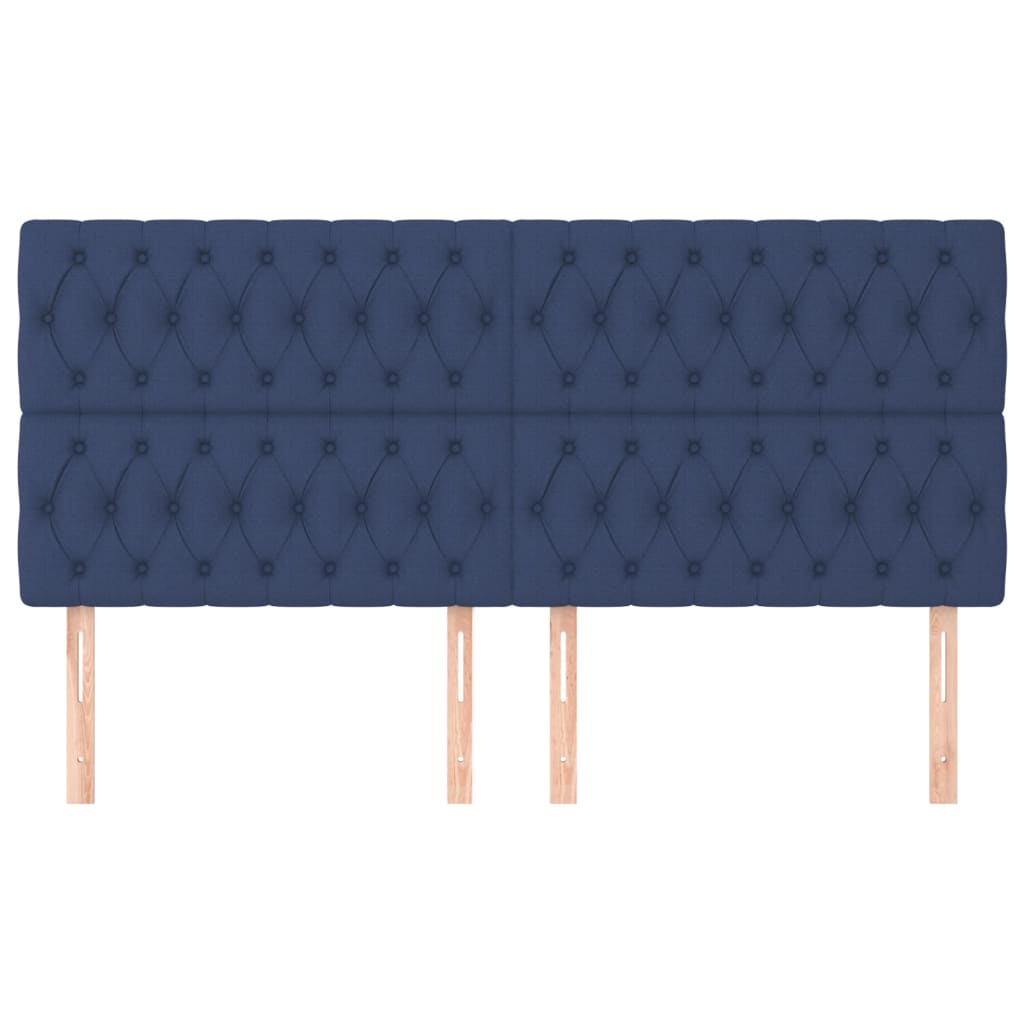vidaXL Горни табли за легло, 4 бр, синя, 100x7x78/88 см, плат