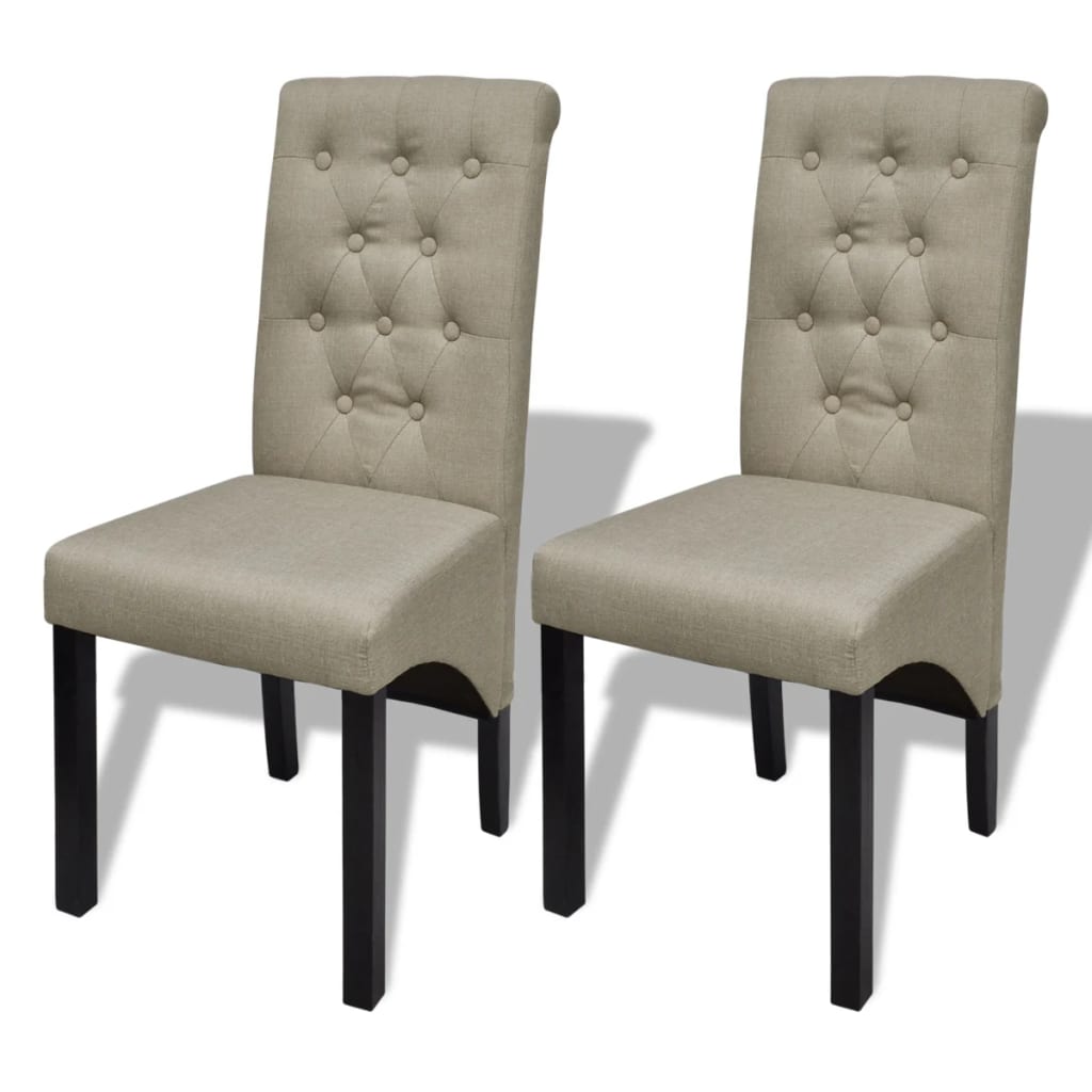 vidaXL Трапезни столове, 2 бр, бежови, текстил