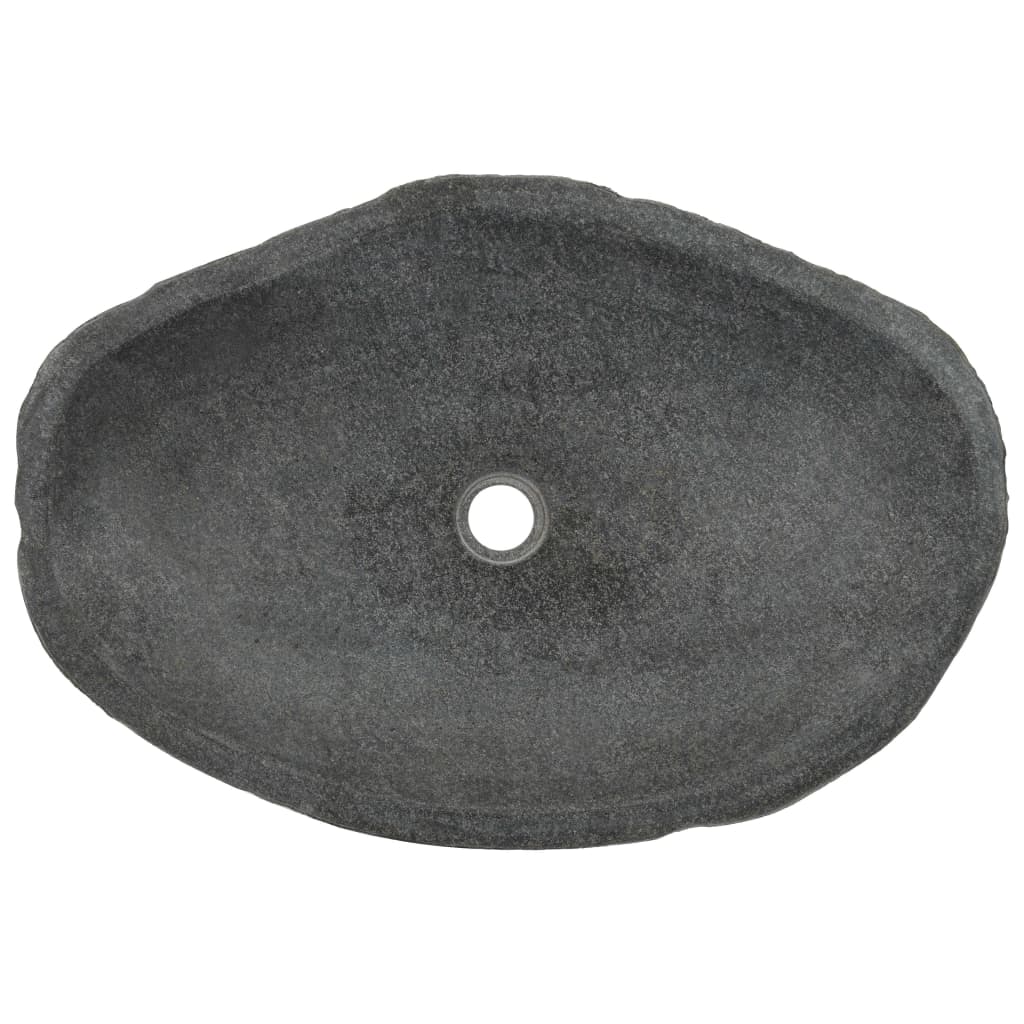 vidaXL Овална мивка от речен камък, 60-70 см