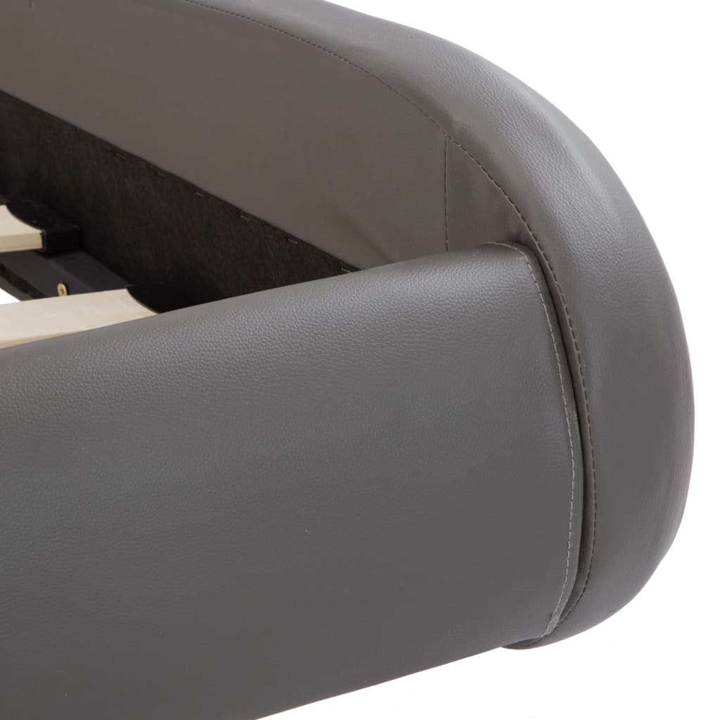 vidaXL Рамка за легло с LED, сива, изкуствена кожа, 180x200 cм