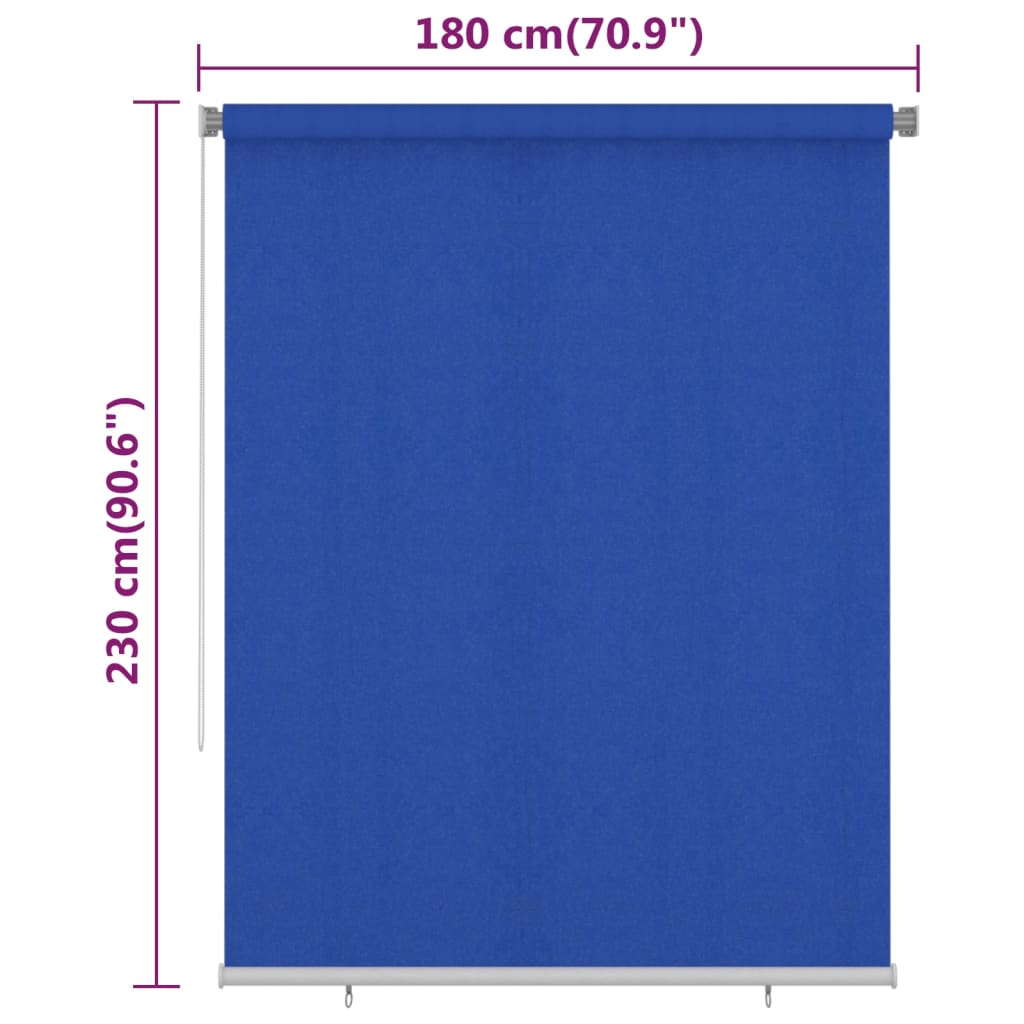 vidaXL Външна роло щора, 180x230 см, синя, HDPE