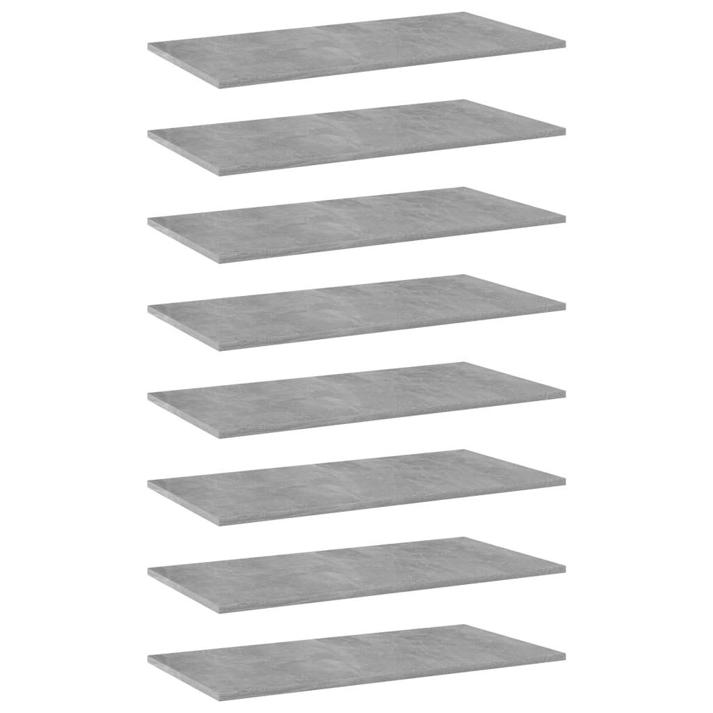 vidaXL Рафтове за етажерка, 8 бр, бетонно сиви, 80x40x1,5 см, ПДЧ