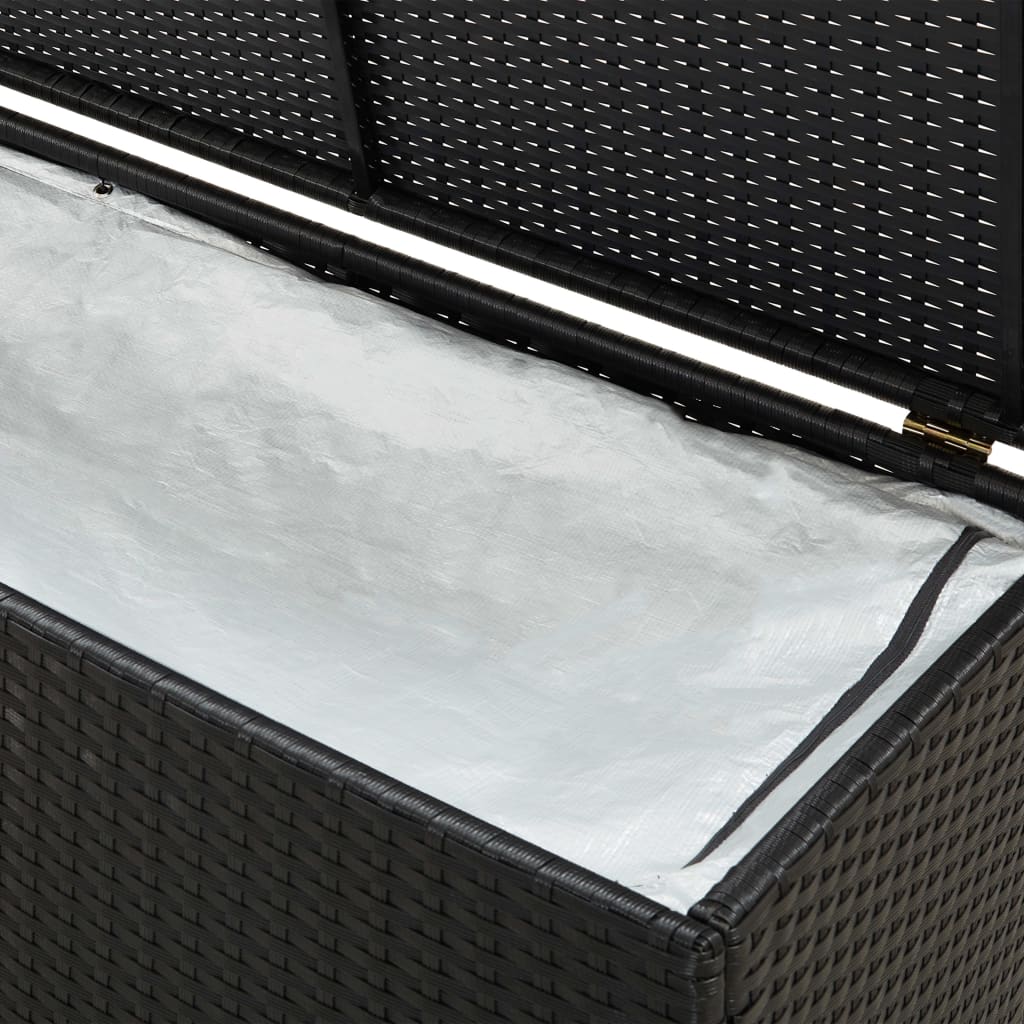 vidaXL Градински сандък за съхранение, полиратан, 200x50x60 см, черен
