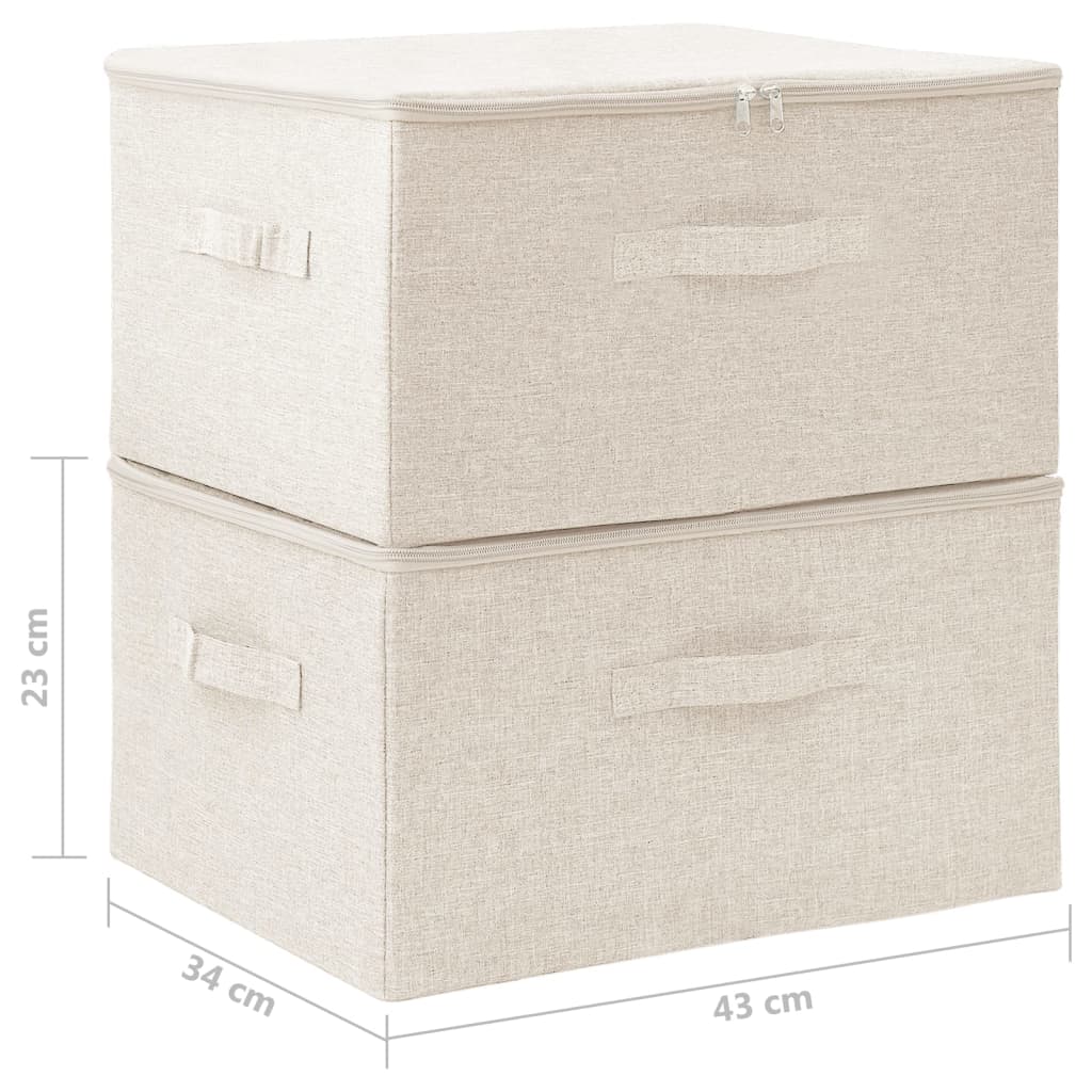 vidaXL Кутии за съхранение, 2 бр, текстил, 43x34x23 см, кремави