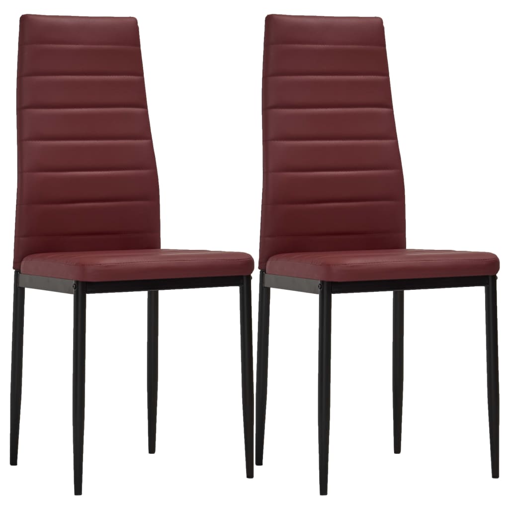 3054108 vidaXL 3 Piece Dining Set Faux Leather Bordeaux Red(248314+282583)