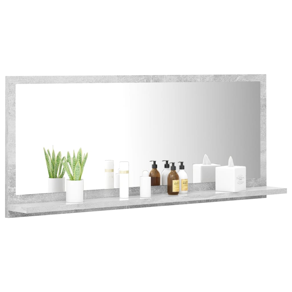 vidaXL Огледало за баня, бетонно сиво, 90x10,5x37 см, ПДЧ
