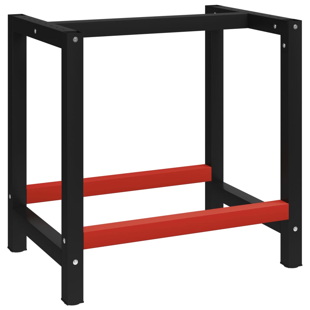 vidaXL Рамка за работна маса, метал, 80x57x79 см, черно и червено