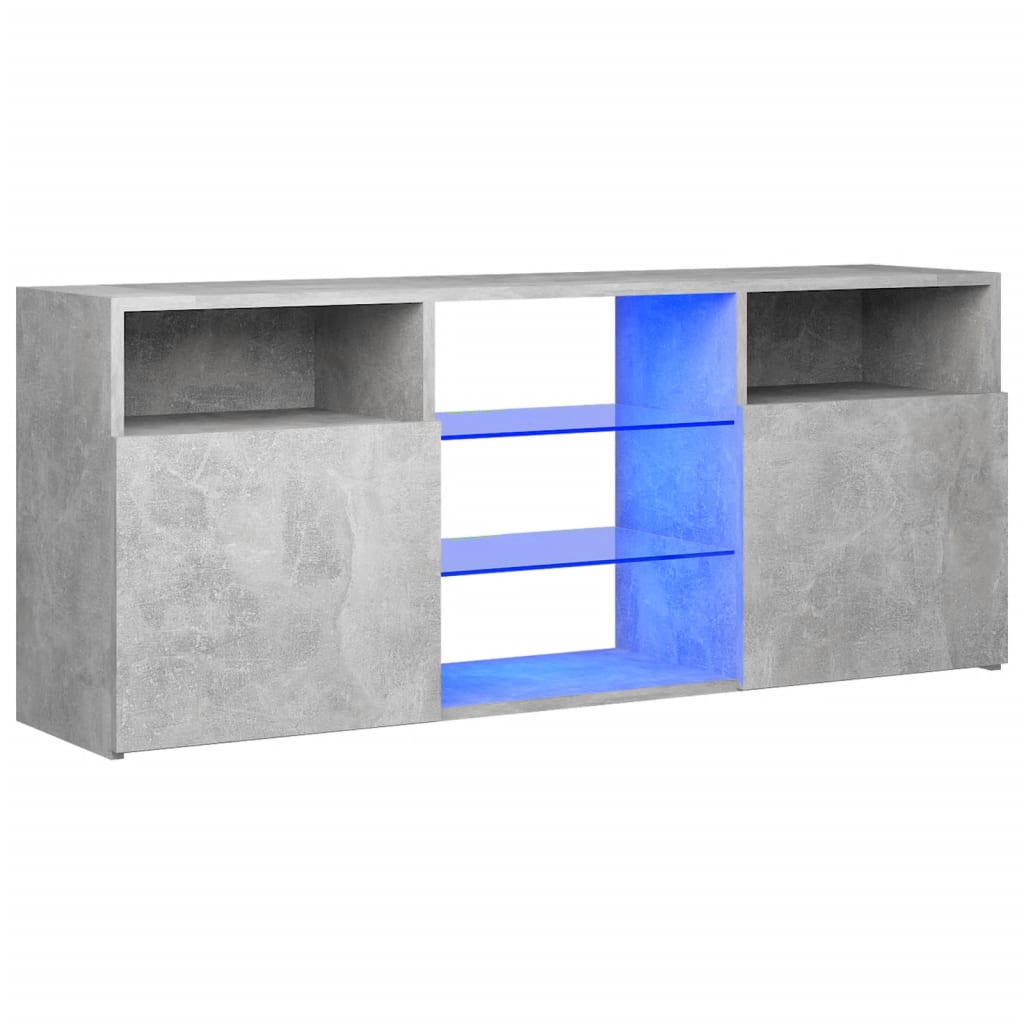 vidaXL ТВ шкаф с LED осветление, бетонно сив, 120x30x50 см