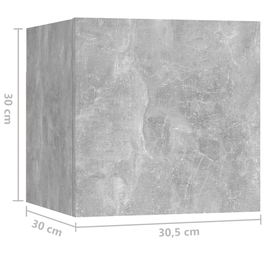 vidaXL Нощно шкафче, бетонно сиво, 30,5x30x30 см, ПДЧ