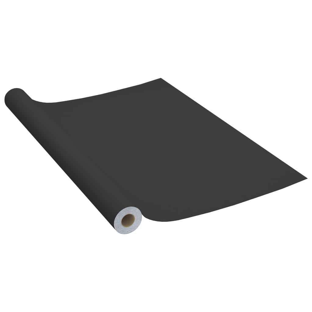 vidaXL Самозалепващо фолио за мебели, черно, 500х90 см, PVC