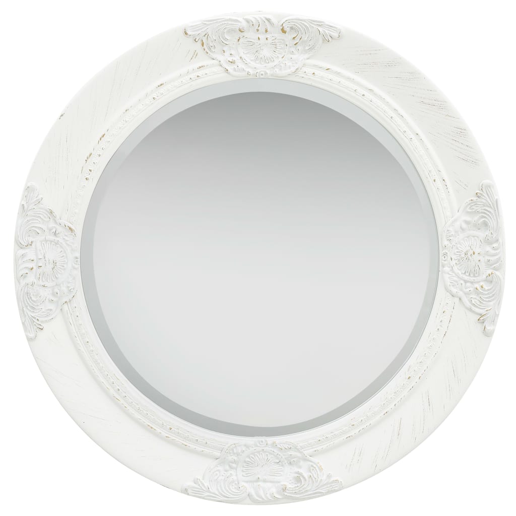 vidaXL Стенно огледало, бароков стил, 50 см, бяло