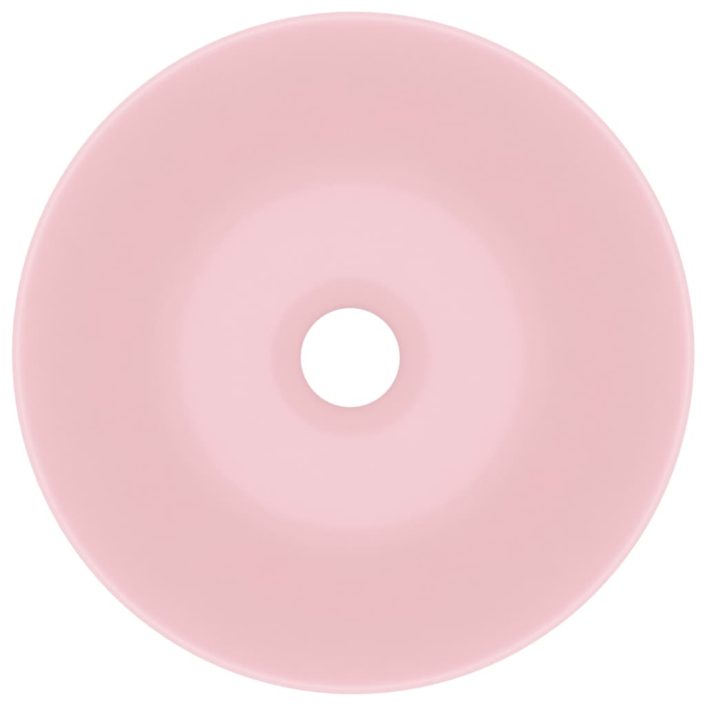 vidaXL Керамична мивка за баня, матово розова, кръгла
