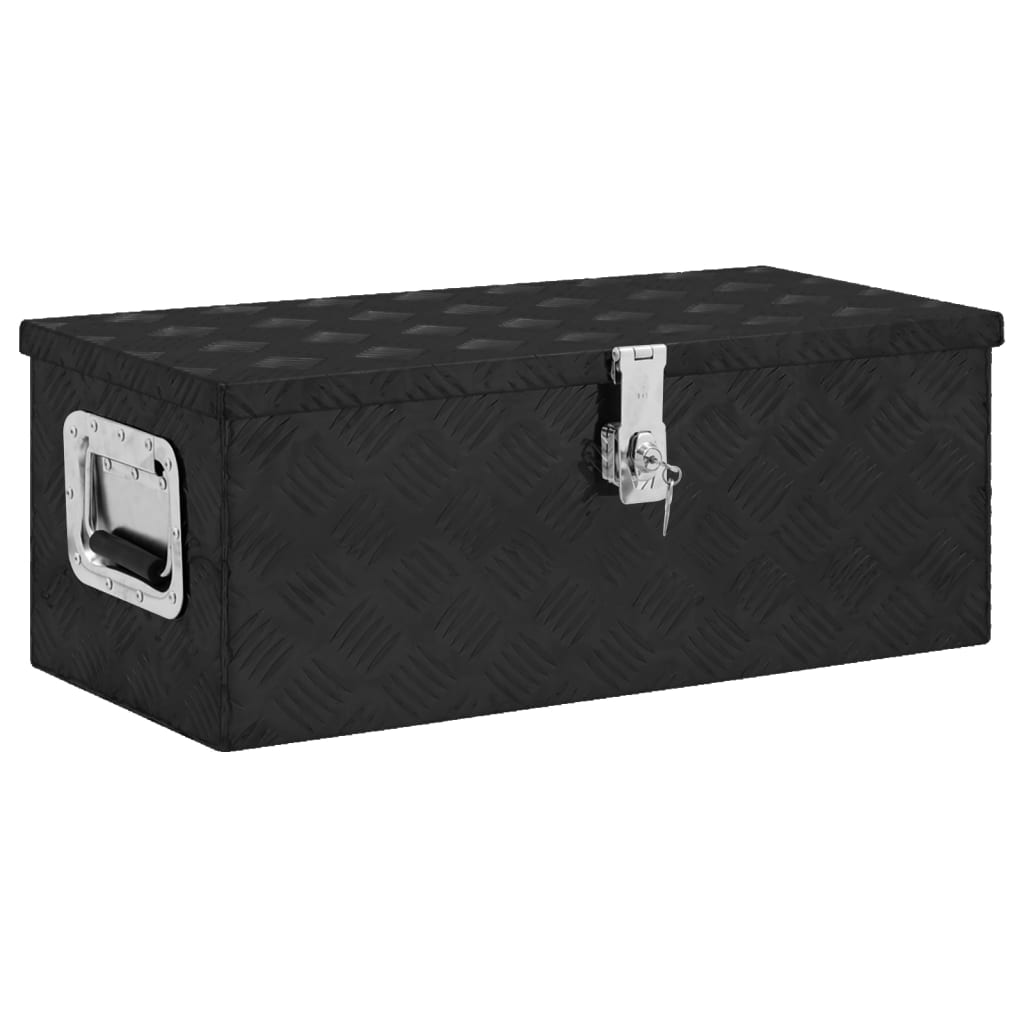 vidaXL Кутия за съхранение, черна, 70x31x27 см, алуминий