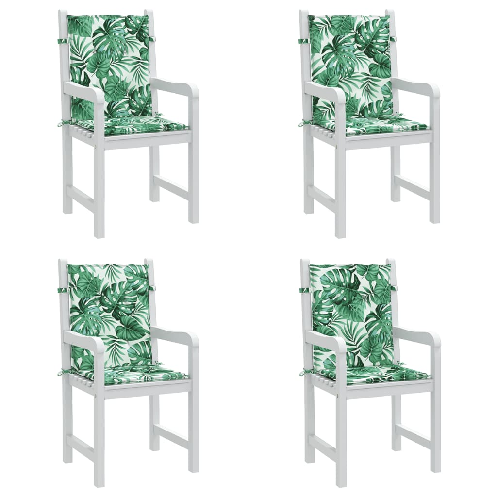 vidaXL Възглавници за стол с ниска облегалка, 4 бр, на листа, текстил