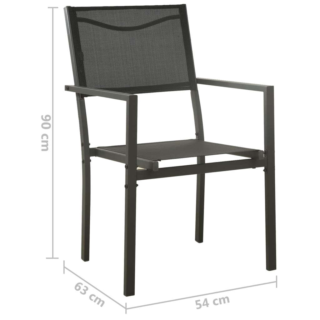 vidaXL Градински столове, 4 бр, textilene и стомана, черно и антрацит
