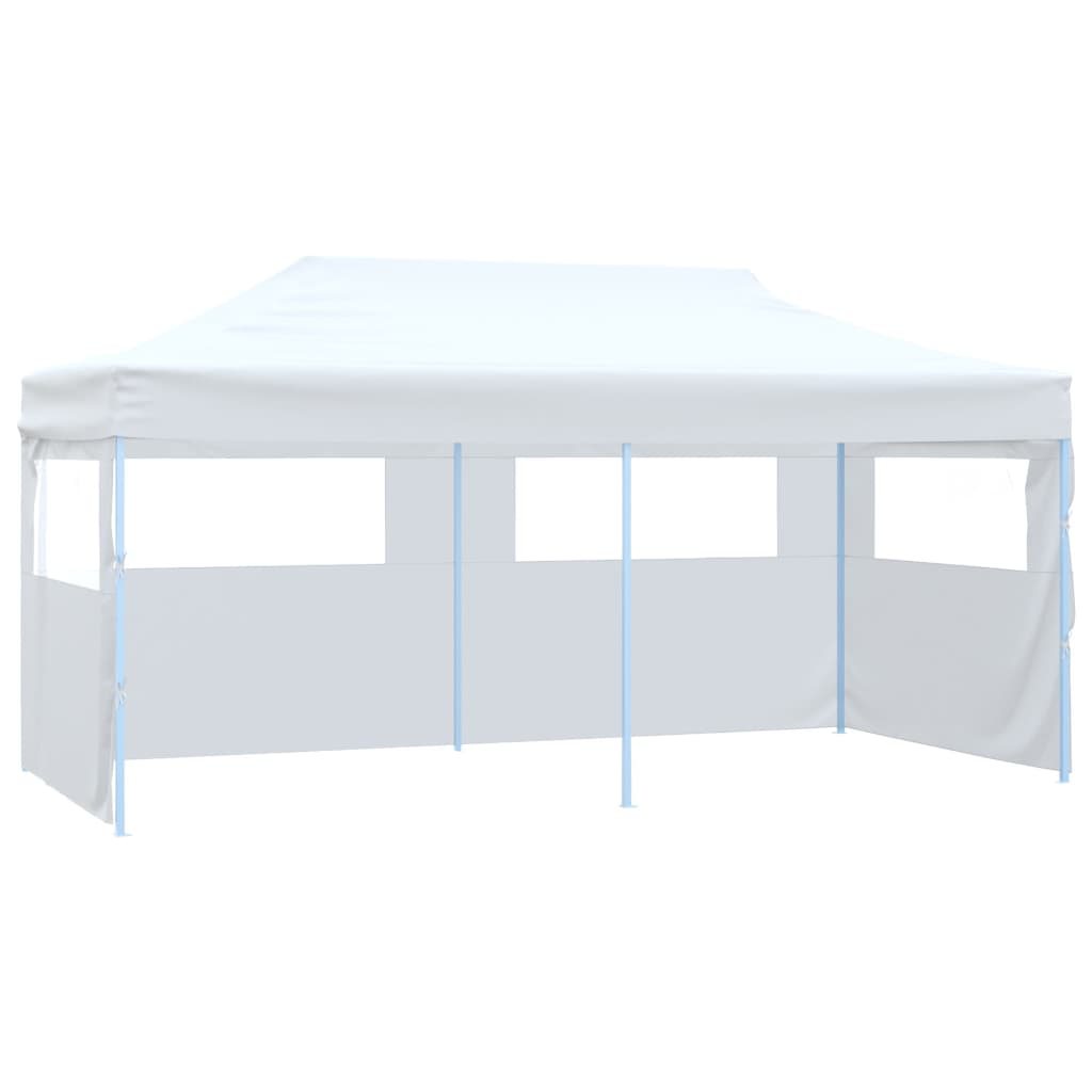 vidaXL Сгъваема парти шатра с 4 странични стени 3х6 м стомана бяла